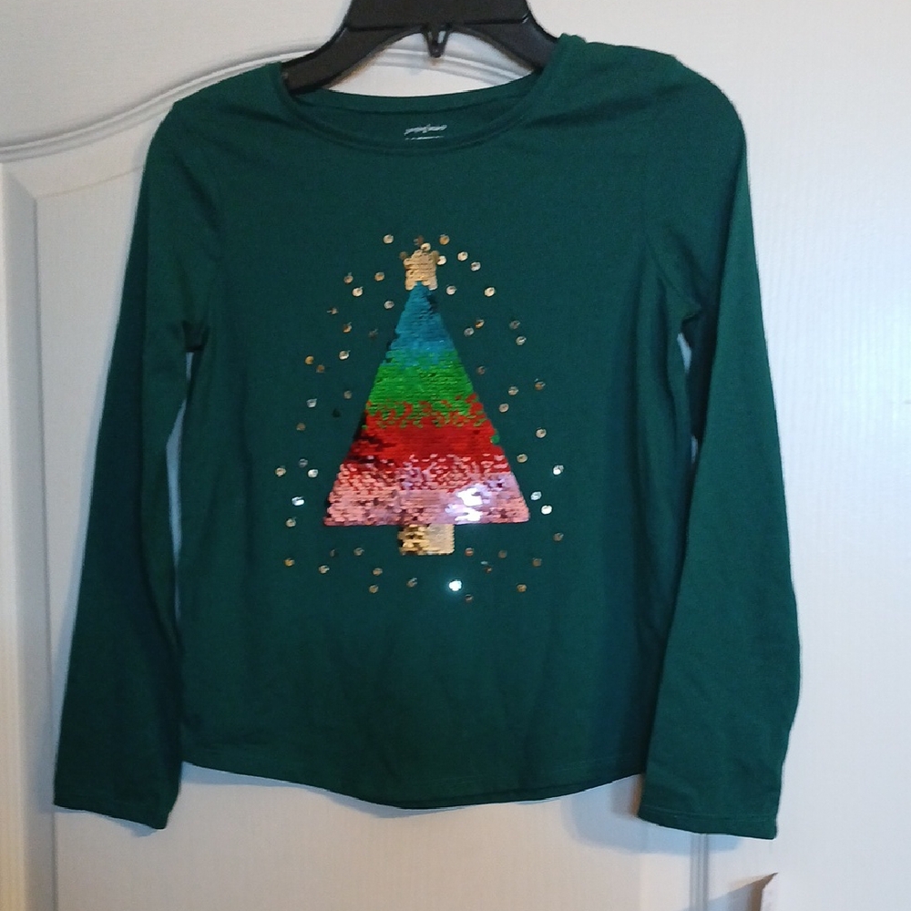 NWT Jumping Beans Green Sequin Holiday Tree Long Sleeve Tee
